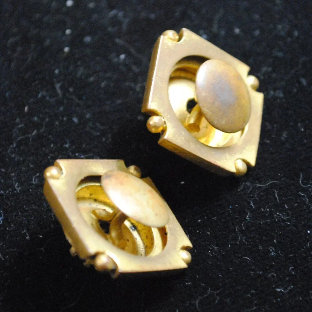 Unique Victorian Collar Buttons / Cufflinks with Amber Colored Stones